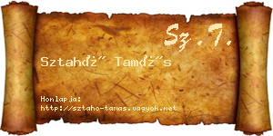 Sztahó Tamás névjegykártya